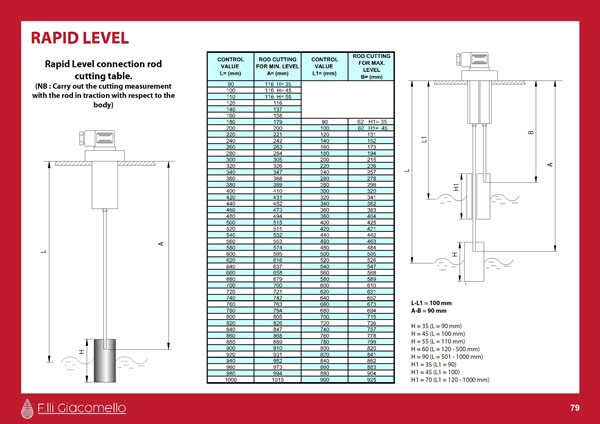 Rapid Level series Level Switches ou Interruptor de nível “Radid”. Formast